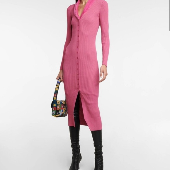STAUD Celina Pink Ribbed Midi Maxi Dress S NWT - Faux Fur Collar 90s Y2K
Trend - Picture 4 of 7